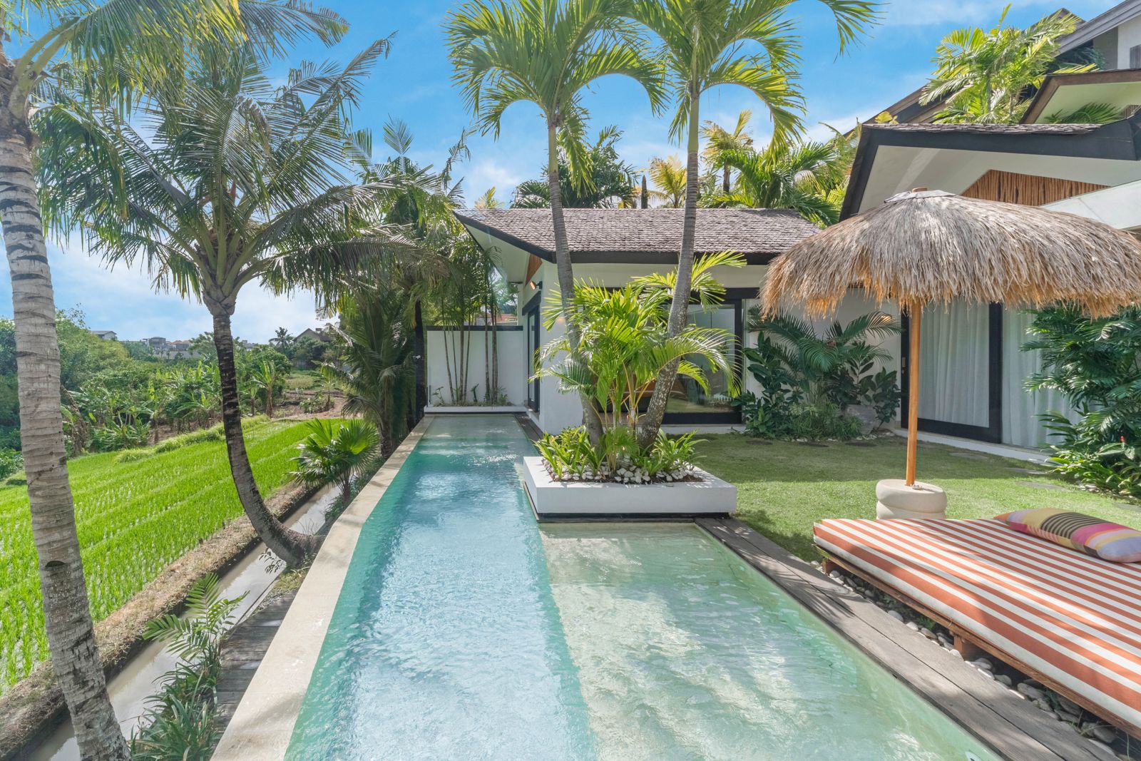 Luxury villa in Bali at dusk